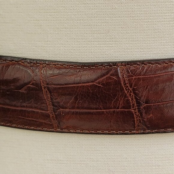 Vintage Brighton 50108 Croc Embossed Brown Leather Brass Buckle Belt Size S - Picture 4 of 14